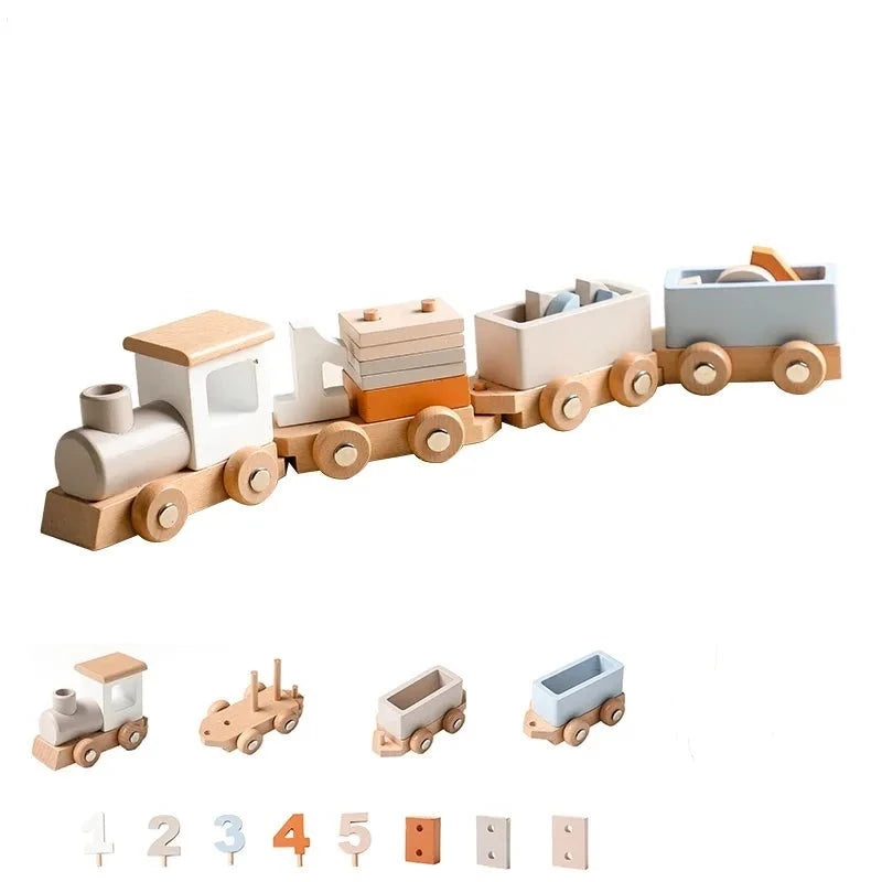 Educational wooden train toys for children