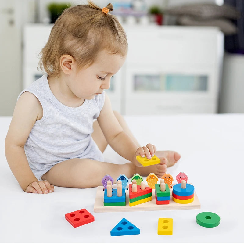 Wooden building blocks, puzzle toys, color matching game
